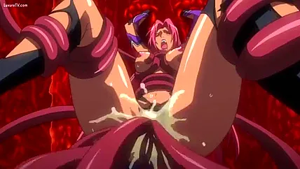 Хентай тентакли проникают глубоко в пизду эбони тянки грубастой