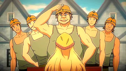 Азиатские хентай мультики с русской озвучкой — тянка ебется с шахтёрами мужиками