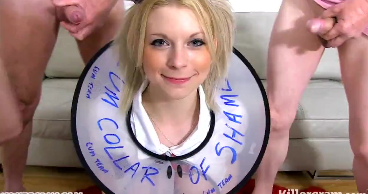 Поклонник фетиша накормил блондинку с пирсингом свежей спермой - секс порно видео